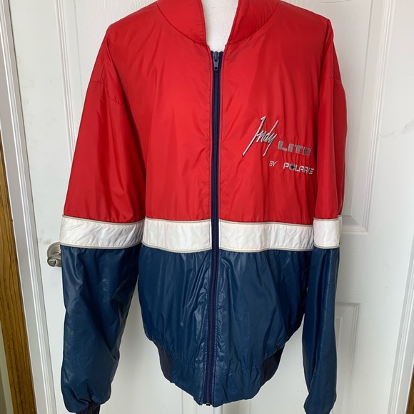 Polaris Vintage 1980’s Indy Lite Motor Sports Windbreaker Jacket Red Large? XL? - Picture 3 of 11